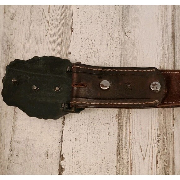 Vtg. 70s Quail Buckle Raintree Jewelry & Co On Hand Tooled Leather Belt Size 36 - Picture 4 of 16
